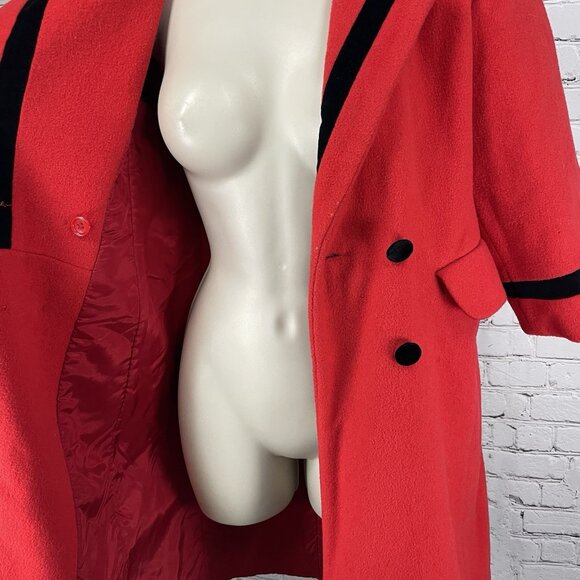 VTG Rothschild Red Wool Buttoned Collared Lined Peacoat USA Made Girls Size 7 - Picture 14 of 15